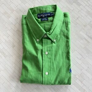 NWT Polo Ralph Lauren Shirt Mens XL 100% Linen Green Beach Oxford Blake Preppy